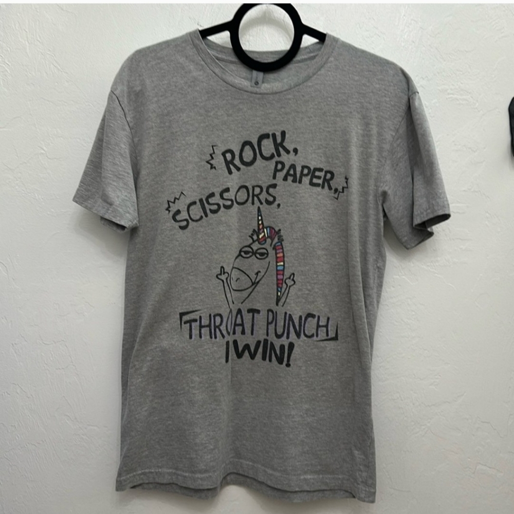 ROCK PAPER SCISSORS Crewneck Graphic Lettering T-Shirt